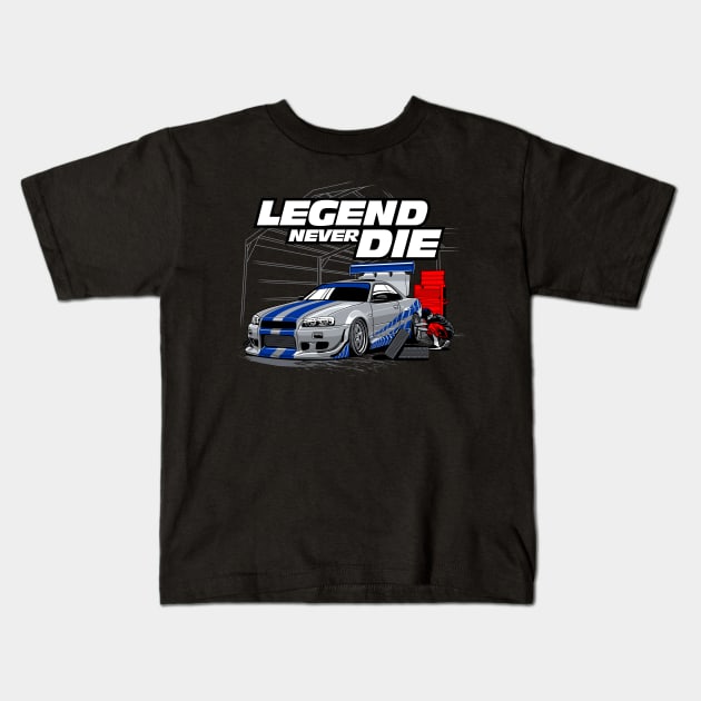 Legends Never Die Skyline R34 Kids T-Shirt by SpeedPistion